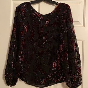 Romantic Velvet Floral Blouse
